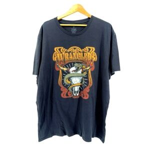 Wrangler Snake & Skull‎ Horns MENS 2XL NWOT Black Short Sleeve Graphic T-Shirt
